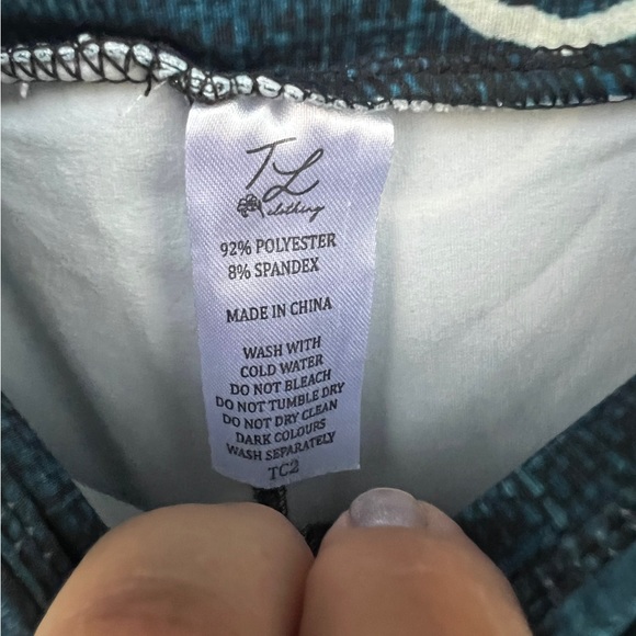 TL Clothing Full Length Leggings with Pockets Blue with Crescent Moons Size TC2 - Picture 4 of 5